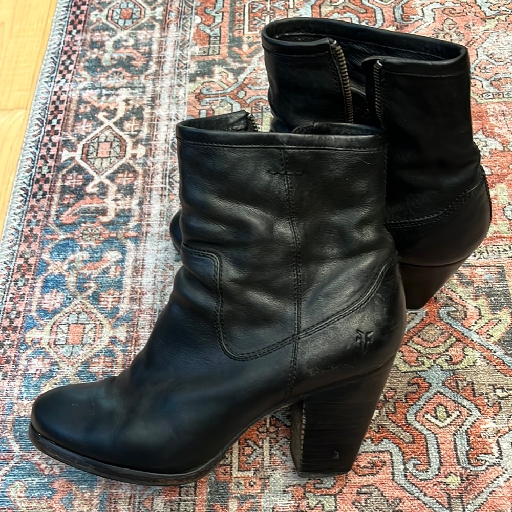 Authentic Frye leather black booties